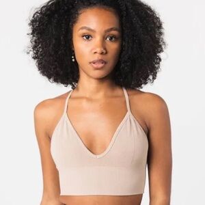 NWT Alphalete Seamless Ribbed Sports Bra Linen XXS